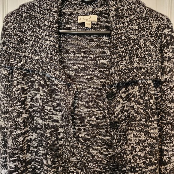 Kim Roger's Black Cable Knit Sweater 2 Button Front Closure. Women's Size L - Picture 3 of 11